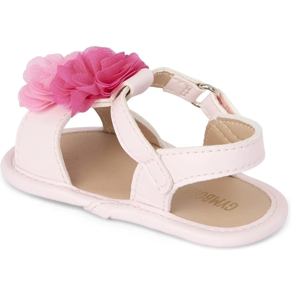 Gymboree Newborn Baby Girls Pink Rose Petal Flower‎ 🌸 Flat Sandals 0-3 M